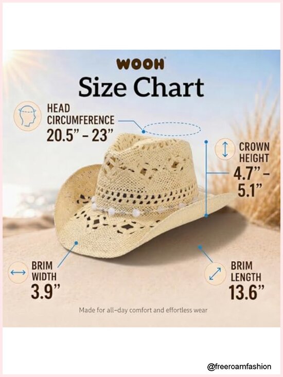 Straw Cowboy Hat with Wide Shapeable Brim & Chin Strap for Rodeo